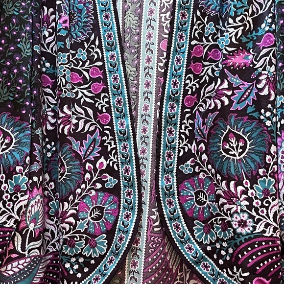 Bob Mackie Festival Print Silky Kimono Set - Picture 4 of 6